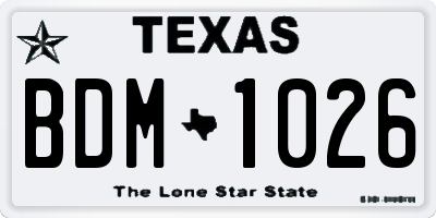 TX license plate BDM1026