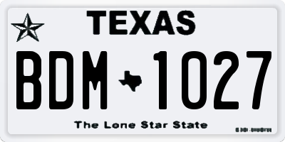 TX license plate BDM1027