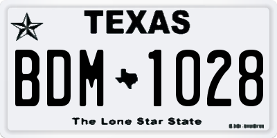TX license plate BDM1028
