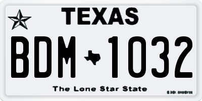 TX license plate BDM1032