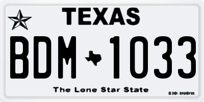TX license plate BDM1033