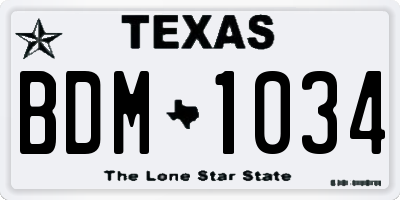 TX license plate BDM1034