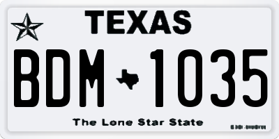TX license plate BDM1035