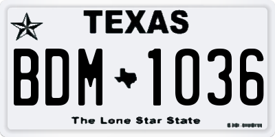 TX license plate BDM1036