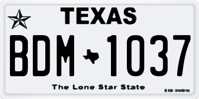 TX license plate BDM1037