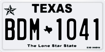 TX license plate BDM1041