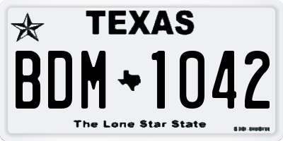 TX license plate BDM1042