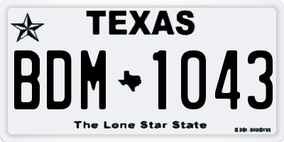 TX license plate BDM1043