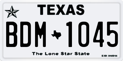 TX license plate BDM1045