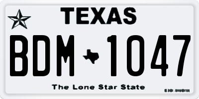 TX license plate BDM1047