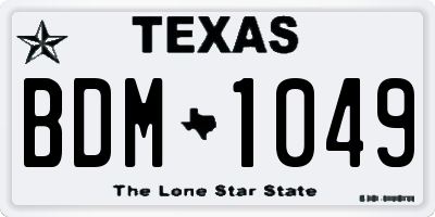 TX license plate BDM1049