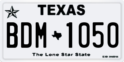 TX license plate BDM1050