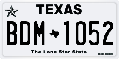 TX license plate BDM1052