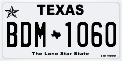 TX license plate BDM1060