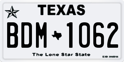 TX license plate BDM1062