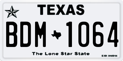 TX license plate BDM1064