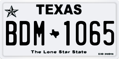 TX license plate BDM1065