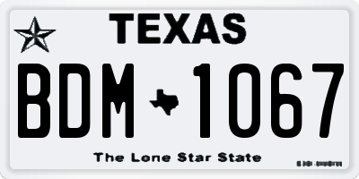 TX license plate BDM1067