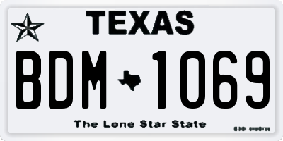 TX license plate BDM1069