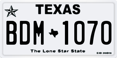 TX license plate BDM1070