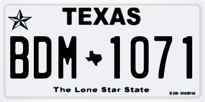 TX license plate BDM1071