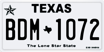 TX license plate BDM1072