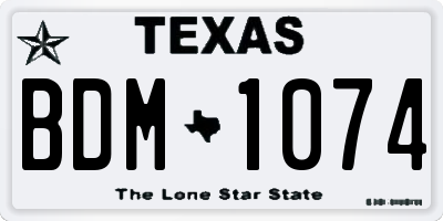 TX license plate BDM1074