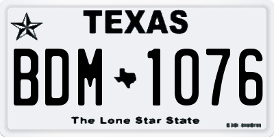 TX license plate BDM1076