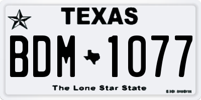 TX license plate BDM1077