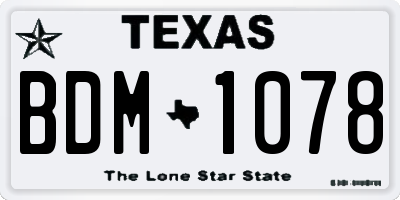 TX license plate BDM1078