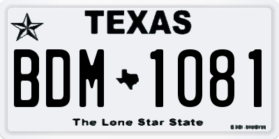 TX license plate BDM1081