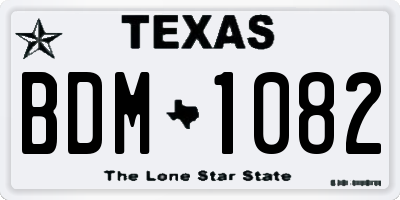 TX license plate BDM1082