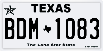 TX license plate BDM1083