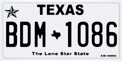 TX license plate BDM1086