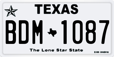 TX license plate BDM1087