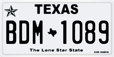 TX license plate BDM1089
