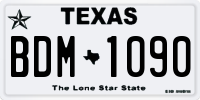 TX license plate BDM1090