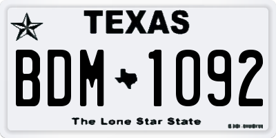 TX license plate BDM1092