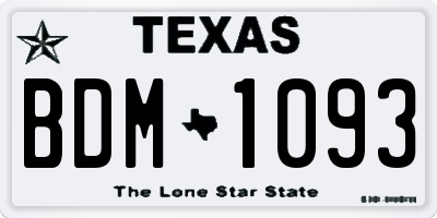 TX license plate BDM1093