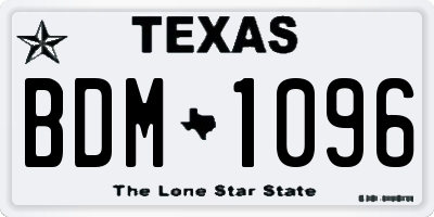 TX license plate BDM1096