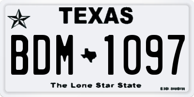 TX license plate BDM1097