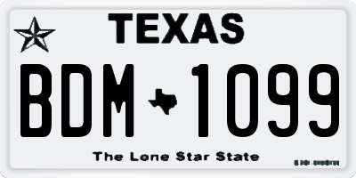TX license plate BDM1099