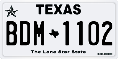 TX license plate BDM1102