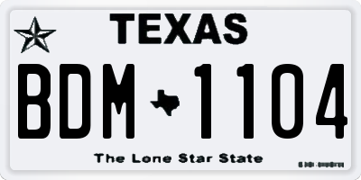 TX license plate BDM1104