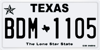 TX license plate BDM1105
