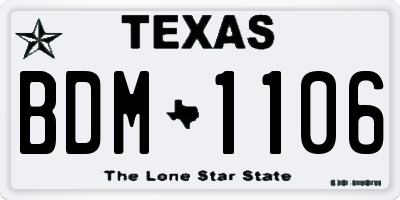TX license plate BDM1106