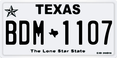 TX license plate BDM1107
