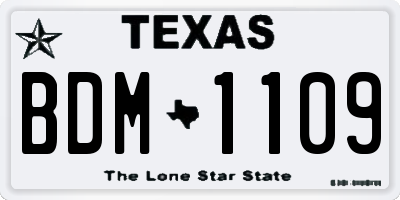 TX license plate BDM1109