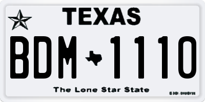 TX license plate BDM1110