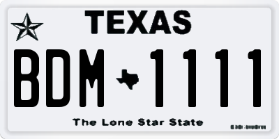TX license plate BDM1111